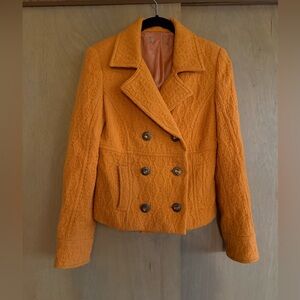 Vintage Orange Double-Breasted Women's Jacket
